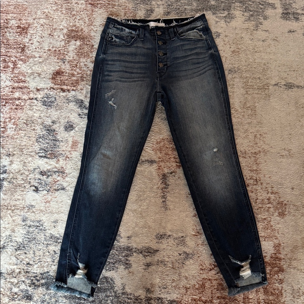 KanCan Dark Wash Straight Leg Jeans - Blue